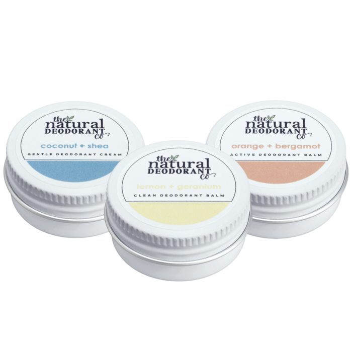 THE NATURAL DEODORANT CO. kelioninis balzaminių dezodorantų rinkinys