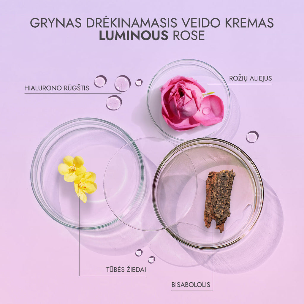 ALTEYA ORGANICS LUMINOUS ROSE ekologiškas drėkinamasis veido kremas, 50 ml