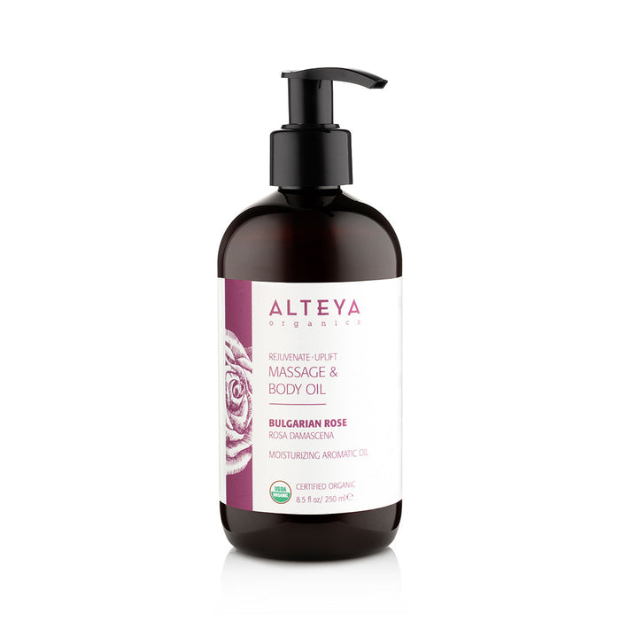 Alteya Organics ekologiškas masažo ir kūno aliejus su Damasko rože, 250 ml