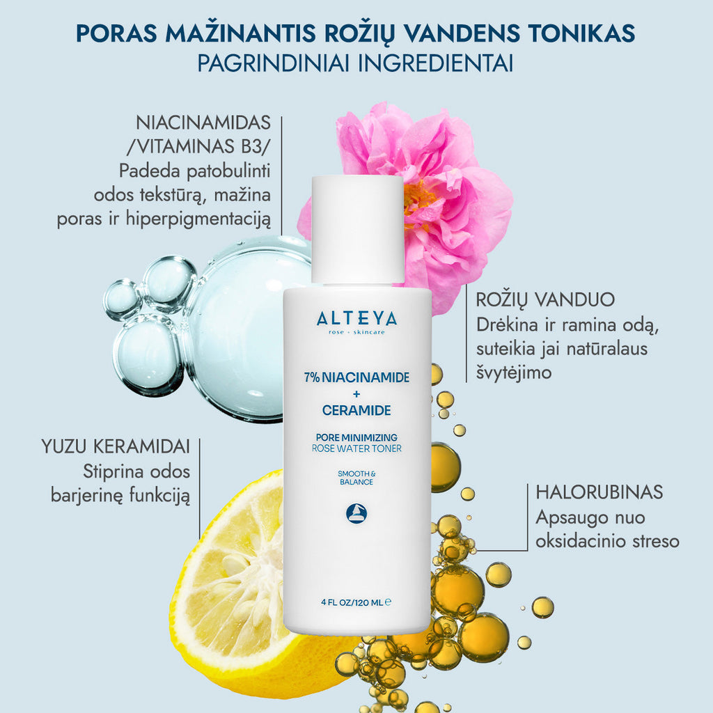 ALTEYA ORGANICS poras mažinantis tonikas su niacinamidu ir keramidais, 120 ml