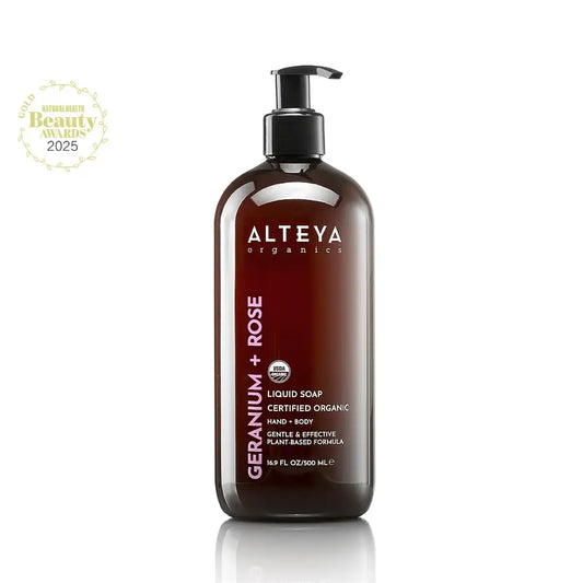 ALTEYA ORGANICS rankų ir kūno prausiklis - pelargonija, rožė - 500 ml