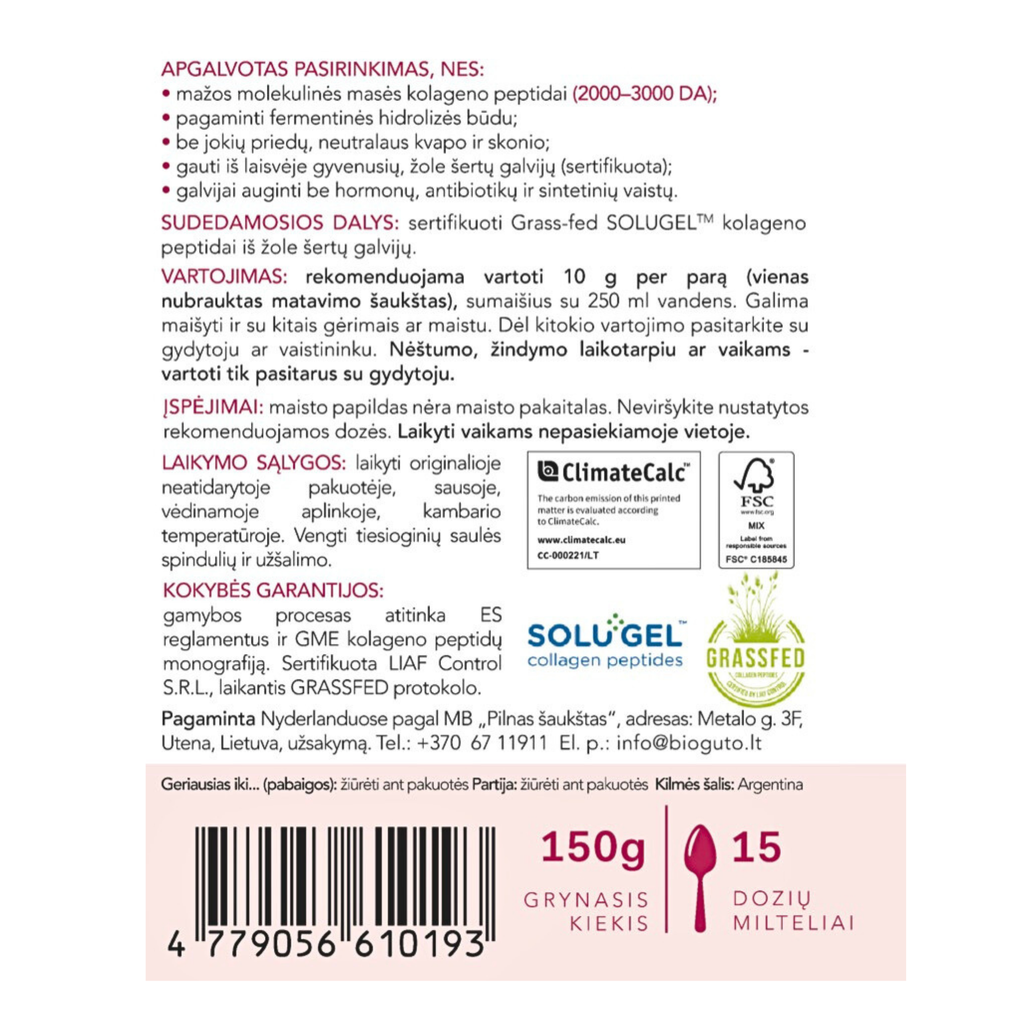 Bioguto PREMIUM kolagenas, 150g (2-jų buteliukų rinkinys)
